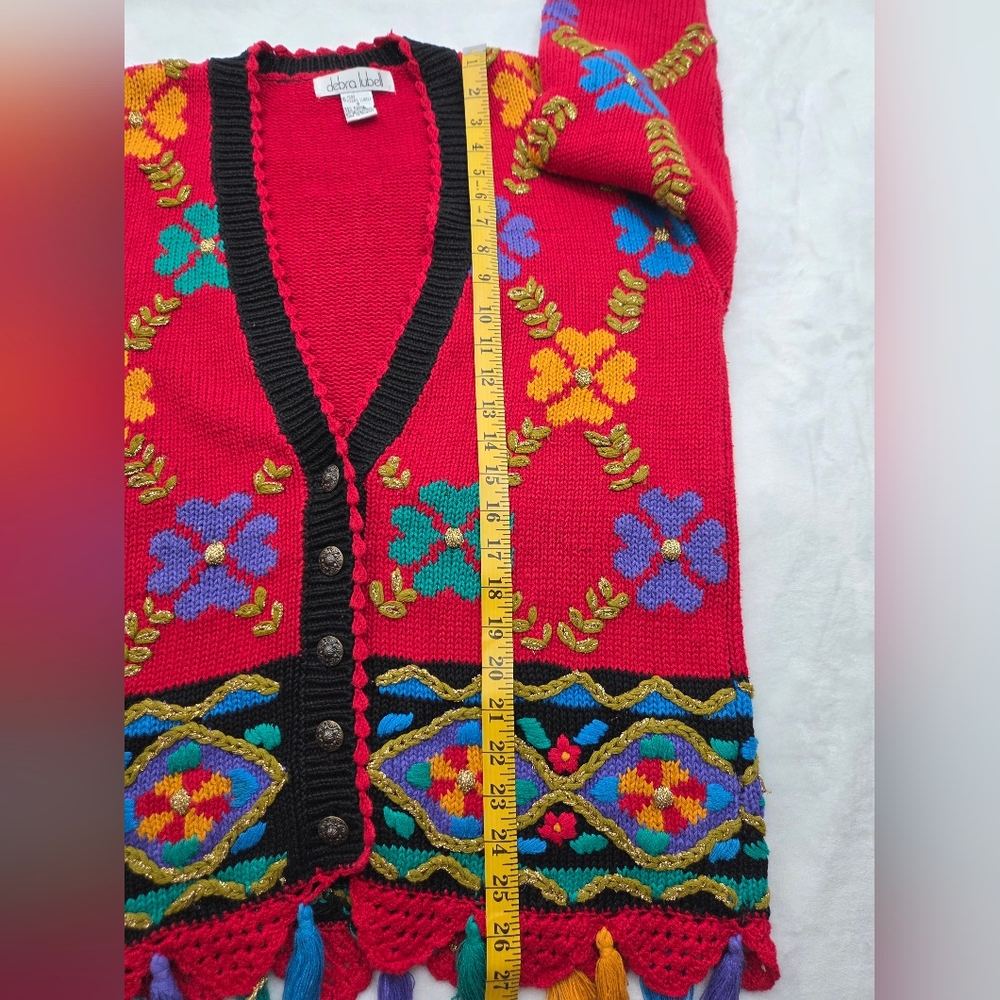 Vintage 90s Debra‎ Luell Boho Floral Cardigan S - Picture 8 of 9